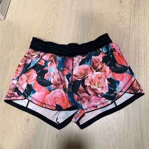 Lululemon Athletica Pink Floral Women's Athletic Shorts